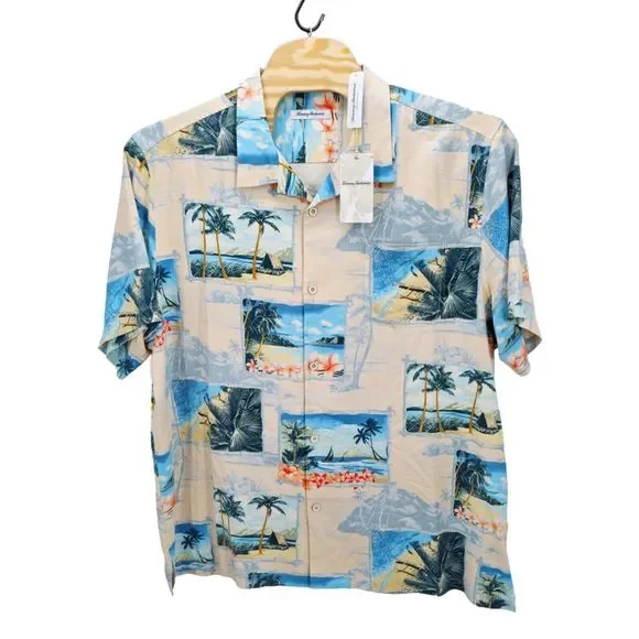 NWT Tommy Bahama Shirt Hawaiian 100% Silk Vacation Cruise 3XL Wish You Were Here
